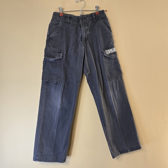 Y2k 90's Vintage Volcomscout Gray Pocket Grundge Patch Jeans Size 25 Cargo - Picture 1 of 14